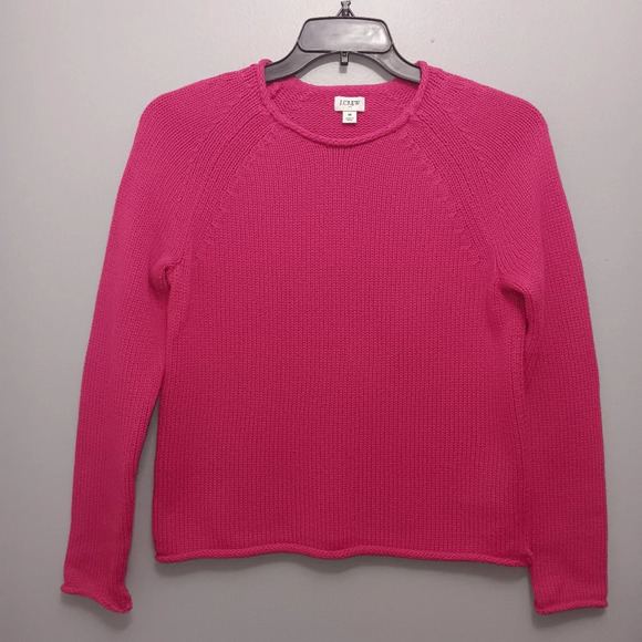 J.crew crew women's pullover sweater size M hot pink barbie - Picture 1 of 5